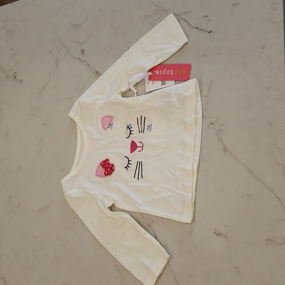 Adorable Cat Kitten Long Sleeve Tee girl 12M pink baby toddler - Picture 3 of 9